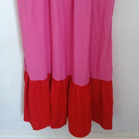 Tabitha Brown/Target Women's Linen Maxi Tiered Slip Dress Size S Pink Colorblock - Picture 4 of 10